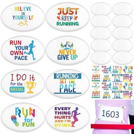 32Pcs Runner Bib Clips with 32 Sheets DIY Stickers Reusable, Easy to Use Lightweight Safety Lock Fasteners for Secure Running, Marathon, Triathlon, Cycling – No Magnets, No Pins Race Bib Clips