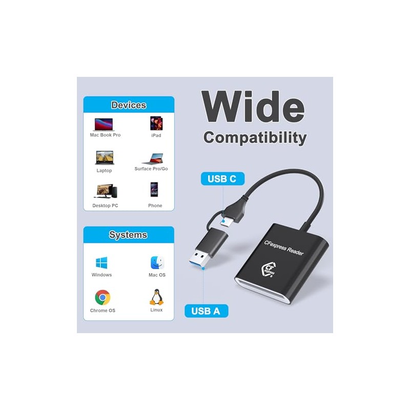 Lector de tarjetas CF Express tipo B con USB 3.2
