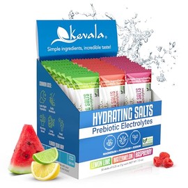 Kevala Electrolitos Sin Azcar  Variedad  Keto Vegano  30 Sobres  Con prebiticos e inulina de agave, ayuda a reponer potasio y minerales, frambuesa,...