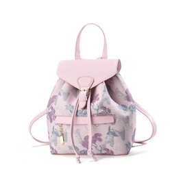 NICOLE & DORIS Fashion Mini Backpacks Women Backpack Flowers Small Cute Backpacks Anti Theft Rucksack Girls Daypack PU Leather Handbag Backpack with Flap Pink