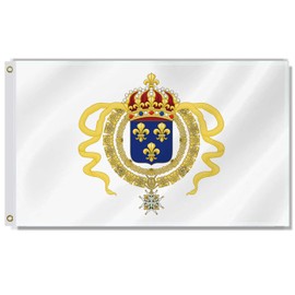 3×5 FT New France Flag,Large Nouvelle France National Decor,French Double Side Digital Printed 150D Polyester Banner With Canvas Header Brass Grommet