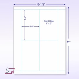 NextDayLabels - 3" x 5" Index Cards, 4 Cards Per Page of 8-1/2" x 11", Pack of 50 Sheets, Will Work for All Laser and Inkjet Printers (Total 200 Cards)