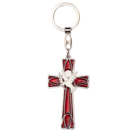 Cross Keychain Peace Bird Vibrant Colors Strong Alloy Skin Friendly Religious Keyring for Backpack Handbag Clothes