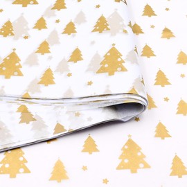 50pcs 50×35cm Gold Pine Tree Star Tissue Paper,Metallic Polka Dots Wrapping Paper Bulk for Christmas Wedding Birthday DIY Gift Decorations