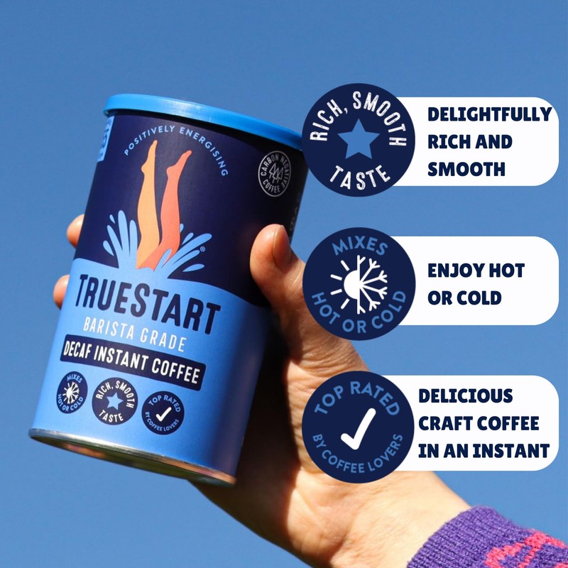 TrueStart Barista Grade DECAF Instant Coffee - 100g (55 Cups),
