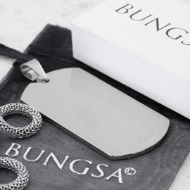 Bungsa® Unisex Dog Tag Pendant ID Tag Stainless Steel Dog Tag in Gold Black Rose Gold Silver Blue or Multicoloured can be engraved (Military / Army Style Surgical Steel Dog Tag Pendant), Stainless Steel