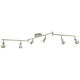 6-Light Adjustable Flexible Foldable Arms LED Track Lighting Kit - GU10 LED Bulbs Included. Satin Nickel Finished