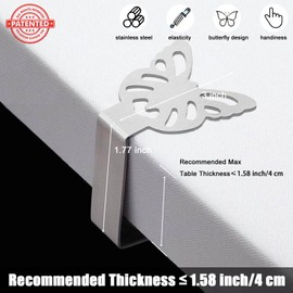 Table Cover Clamps Tablecloth for Thick Tables, Garden Table, Restaurant, Family Dining Table, Outdoor Tablecloth Clips, Table Cloth Clips, Silver (10 Large)