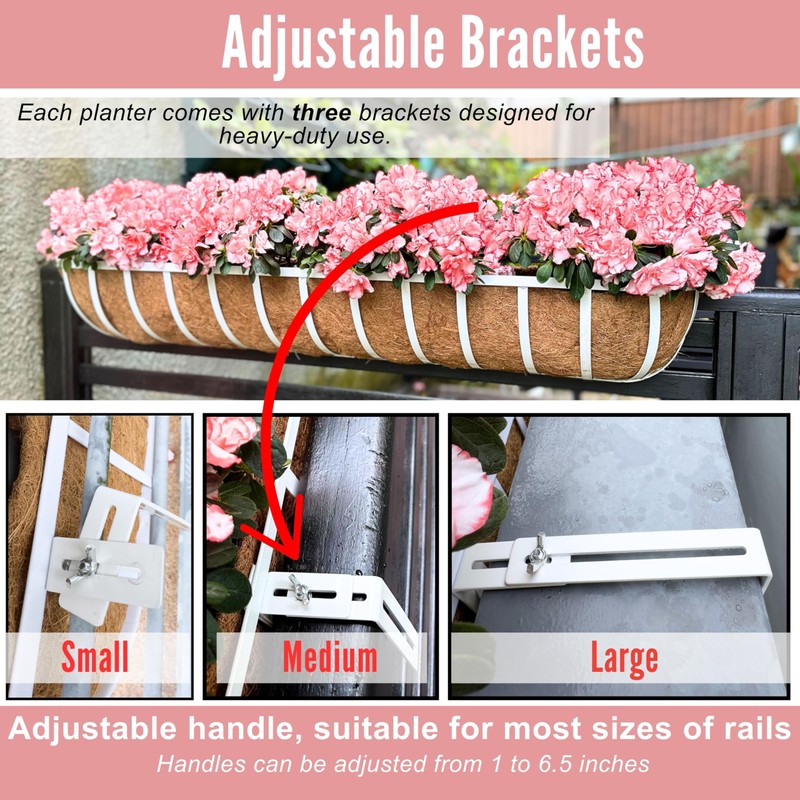 LaLaGreen Deck Railing Planter Boxes (2 Pack, 48 Inch) White