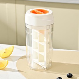 Reusable Ice Cup with Lid, Large Capacity Ice Molds with 8 Compartments, Portable Ice Cube Tray for Summer Beverages, Iced Coffee, Cocktails, Kitchen Supplies, Refrigerator Accessories (White)
