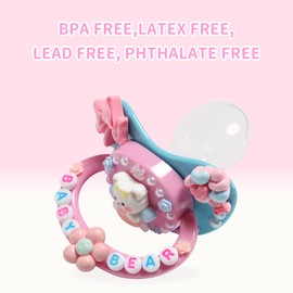 CutiePlusU Adult Size Dummy for Adults DIY Handmade Large Shield Angel Bear Pink