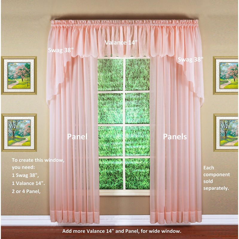 Today's Curtain Emelia Original Voile Panel 84", Rose, 60" W