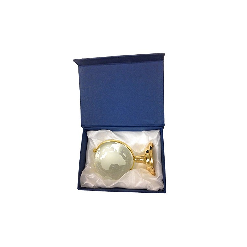 Amlong Crystal Etched Crystal Globe on Brass Colored Base -