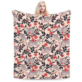 Qycazzw Opossum - Manta de franela con temática de animales, cálida y acogedora manta suave para recámara, camping, sofá, decoración de 50 x 60 pulgadas