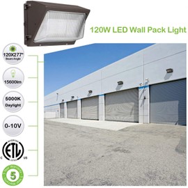 120W 15600lm High-Output LED Wall Pack,Brighter Than 400W MH,Photocell Optional, Outdoor Commercial LED Area Light, 5700K Daylight, DLC Complied
