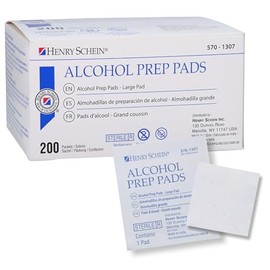 Henry Schein Almohadillas grandes de preparación de alcohol (200/caja) - Toallitas con alcohol isopropílico al 70%, envueltas individualmente, 2 capas