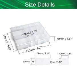 Yinpecly Component Storage Box 275x175x40mm Adjustable Divider 36 Grids Removable Compartment PP Organizer for Jewelry Beads Earring Container Tool Fishing Hook Small Accessories 1Pcs