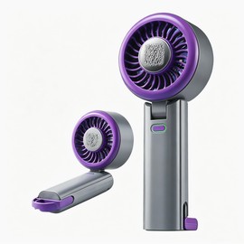 AChoice4U Portable Handheld Fan with Ice Compress with Hook (Purple-Grey)