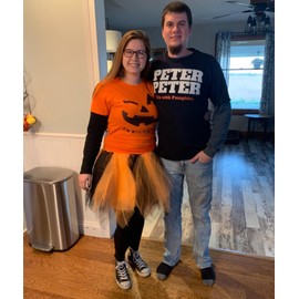 GOOBGS Musever 1950s Vintage Ballet Bubble Skirt Tulle Petticoat Puffy Tutu Black/Orange Large/X-Large