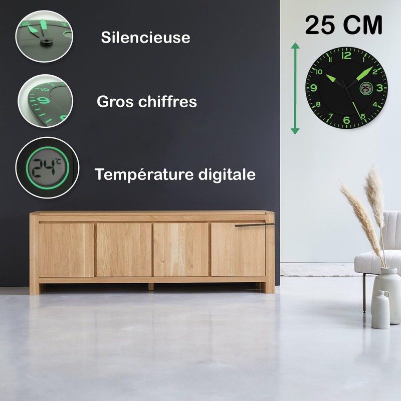 FISHTEC Wall Clock Modern Design - Silent Wall Clock without
