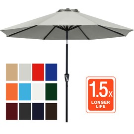 ABCCANOPY 9FT Outdoor Patio Umbrella, 8 Ribs Table Umbrella w/Crank for Easy Set Up, Suitable for Garden, Lawn, Deck & Backyard (Gray)
