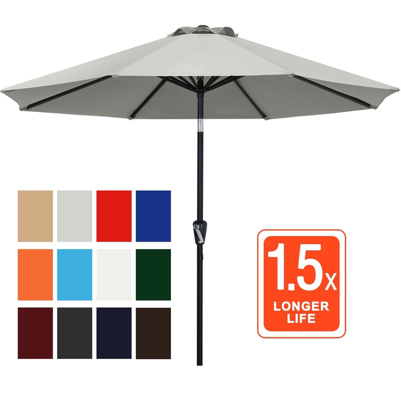 ABCCANOPY 9FT Outdoor Patio Umbrella, 8 Ribs Table Umbrella w/Crank