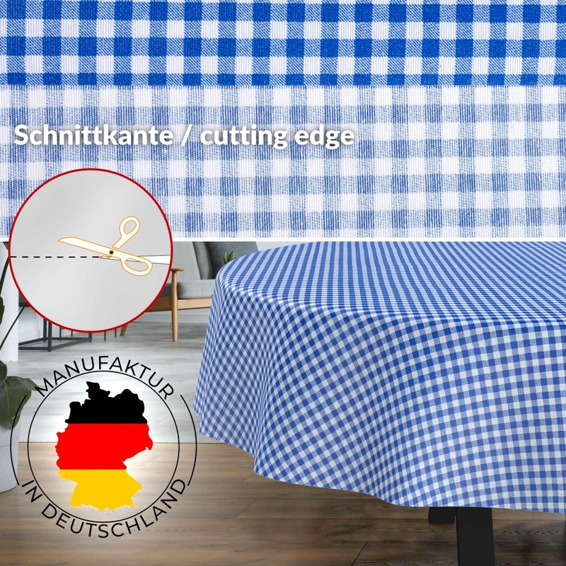 Fabric Tablecloth Washable Table Linen Tablecloth Cotton Polyester Vichy Blue
