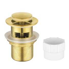 ACA International Brass Basin Pop Up Waste with Overflow, Vanity Plug Drain Suit for 32/40mm Pipe Bathroom Accessory(Brushed Yellow Gold)