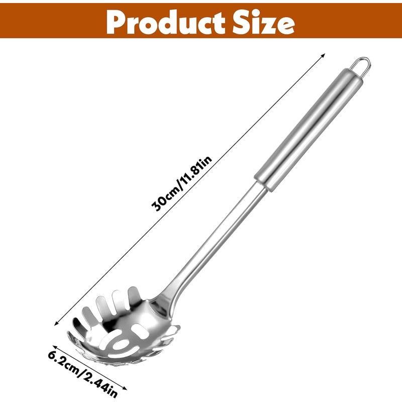 Cyoufine Pasta Fork Stainless Steel Pasta Spoon, Spaghetti Sever, Heavy
