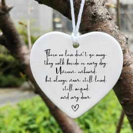 Sympathy Gift,Memorial Gift, Grief Gift, Those We Love Don't Go Away, In Loving Memory, Sympathy Gift, Bereavement Gift for Family, Memorial Heart Ornament, Porcelain Hanging Heart Gift