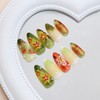 24Pcs Flower Press on Nails Medium Almond False Nails Glossy