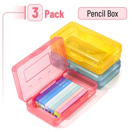 Mr. Pen- Pencil Box, 3 Pack, Assorted Colors, Plastic Pencil Box Case, Pencil Case, Crayon Box, Pencil Case for Kids, Clear Pencil Case, Plastic Pencil Case, Hard Pencil Case, School Supply Box