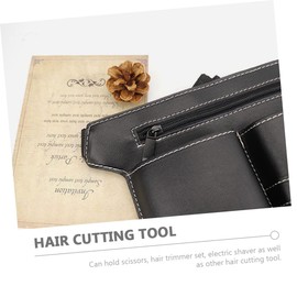 Healvian Hairdressing Waist Bag Organizer for Stylists Pu Tool Holder for Scissors Combs and Clippers Large Capacity Barber Pouch Black