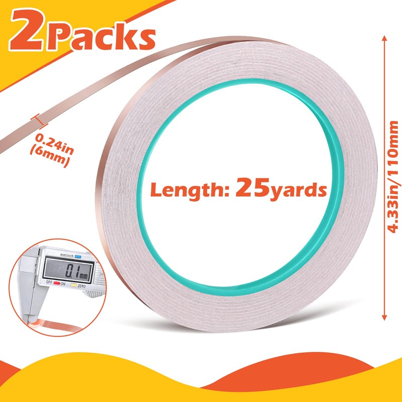 Copper Foil Tape, Selizo 2 Packs Copper Adhesive Tape Strip