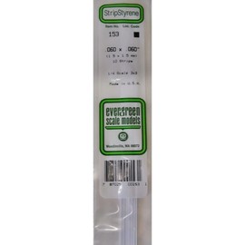 Evergreen Scale Models Strip .060 x .060 10 EVG153 Plastic Building Supplies