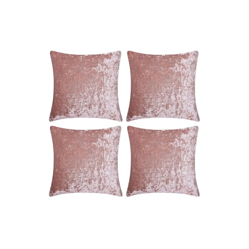 Red Rainbow Plain Crushed Velvet Cushion Covers Blush Pink Piped
