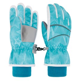 LULLABY KIDS Kids Waterproof Gloves Kids Gloves Winter Girls Gloves Kids Ski Gloves Kid's Toddler Warm Winter Waterproof Snow Gloves, Blue, L(10-12Y)