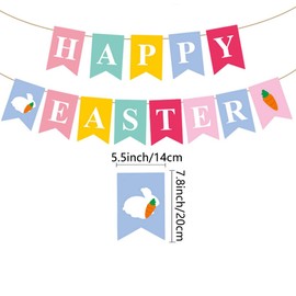 Easter Decorations Set - Happy Easter Banner + 12Pcs Easter Balloons, Easter Hanging Swirl Decorations for Garden School Wall Window Ceiling