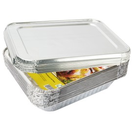 eHomeA2Z Aluminum Foil Pans With Lids Half Size (10 Pack)10 Lids and 10 Pans 9" x 13" Prepping, Roasting, Food, Storing, Heating, Cooking, Chafers, Catering, Buffet Supplies