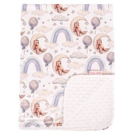 Top Tots Deluxe Minky Baby Blanket - Moon Bears, 40 x 29 Inch White