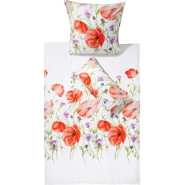 Erwin Müller Bed Linen Mako Satin Orange/White Size 135 x 200 cm (80 x 80 cm)