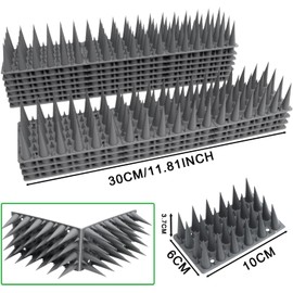 10Packs 9.84 Ft Bird Deterrent Spikes Strips Bird Spikes for Small Birds Deterrent Spikes for Fences and Roof to Keep Birds Away (Gray-10packs)