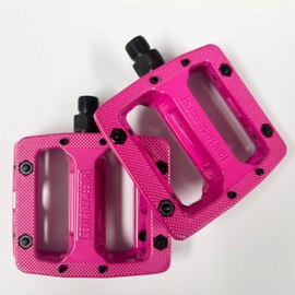 TDR Universal Fit Alloy Pedal Bicycle MTB BMX Fixie Single Speed Road Mountain Chopper eBike Spare Replacement 9/16 Inch Bearing Platform Pin Grip (Pink)