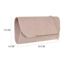 Girly Handbags Womens Plain Suede Effect Clutch Bag (Nude)
