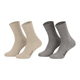 Piarini Business Socks, Suit Socks Without Elastic Top, Cotton, Men's And Women’s, Pack Of 8, Black, Blue, Charcoal Grey And Grey (Solid Colour), Various Sizes, Also Available In Plus Sizes Up To Size 50 - 4 x beige 4 x grey, size: 35-38
