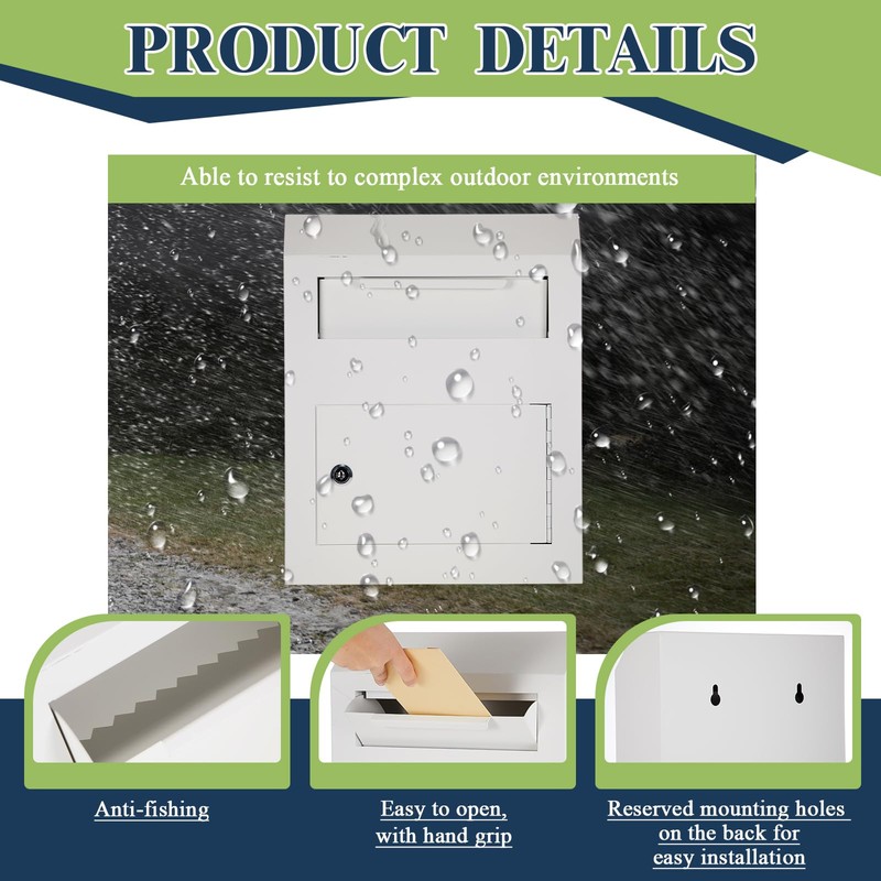 Yaocom Key Lock Mailboxes for Outside Locking Wall Mount Mailbox