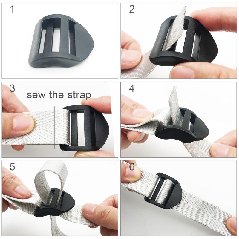 JEESHAN 6PCS 25mm Ladder Lock Slider Buckle Plastic Ladder Buckles