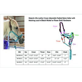 Majestic Ally Leather Halter with Matching Lead Rope for Horses – Leather Breakaway Crown - Adjustable Chin Strap – Rolled Throat Latch – Padded Noseband – Full (Hunter Green, Full)