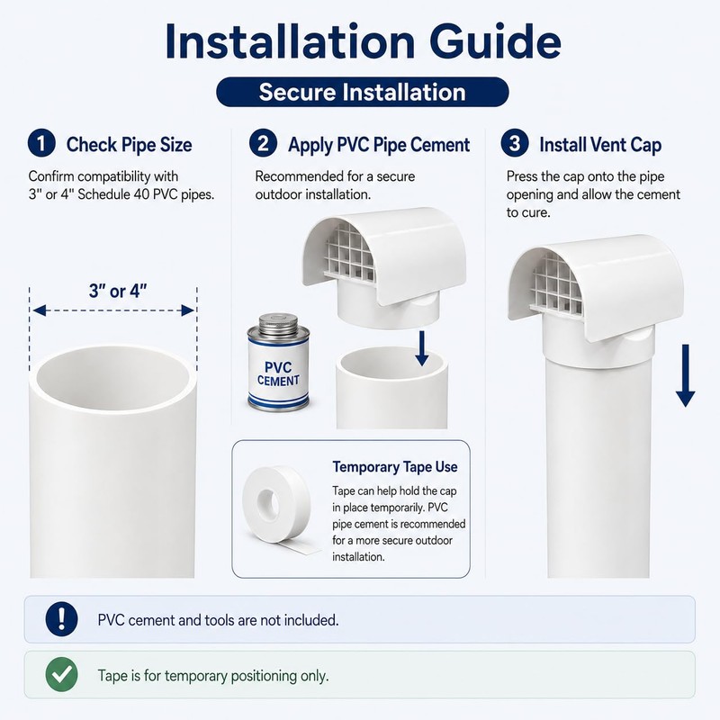 3 & 4 Inch PVC Radon Vent Rain Cap for