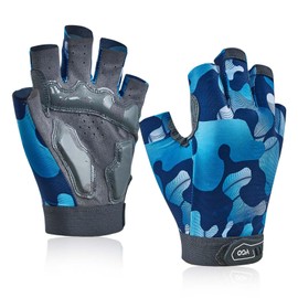 Vgo... 1 Pair of Fitness & Cycling Gloves for Men & Women - Fingerless, Shock Absorbing, Non-Slip Grip for Weightlifting, Cycling & Cross Training (SL2520, Blue, L)